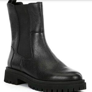 Gianni Bini Marvin Leather Lug Sole Booties Chelsea Boots Black 7.5
